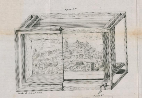 J. Laurent y C&iacute;a. Dibujo de una vista de Toledo incluido en la patente del Grafoscopio. 1882. Oficina Espa&ntilde;ola de Patentes y Marcas.